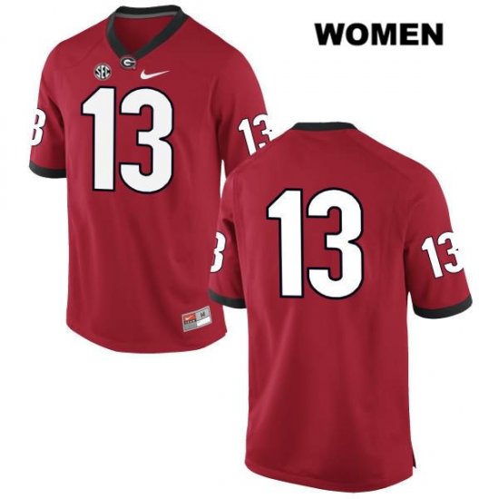 Women's Georgia Bulldogs NCAA #13 Elijah Holyfield Nike Stitched Red Authentic No Name College Football Jersey QJO1054FU